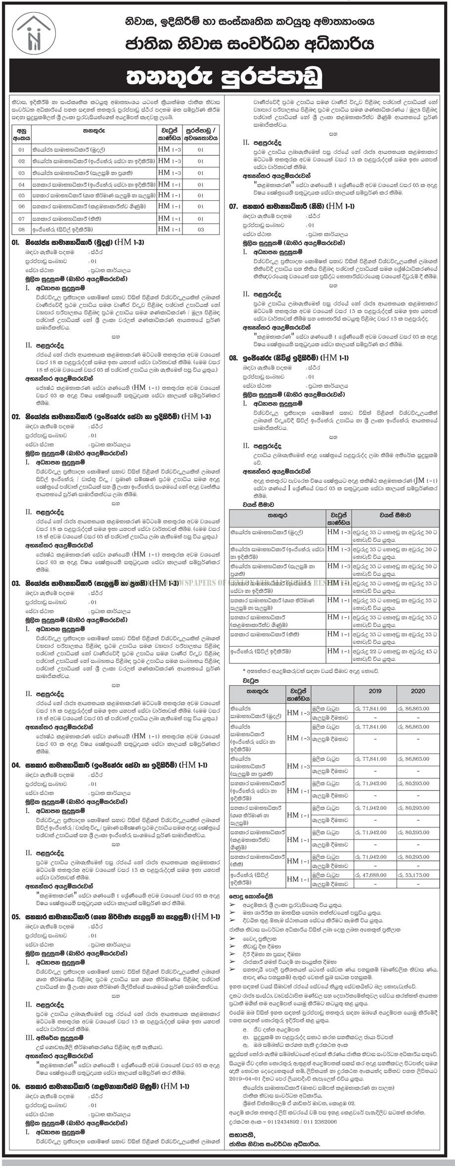 Deputy General Manager, Assistant General Manager, Engineer - National Housing Development Authority